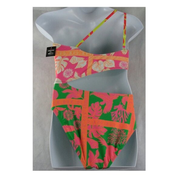 Bar III Women's One-Shoulder Cut-Out One-Piece Swimsuit, Multi Graphic, Large - Picture 2 of 2